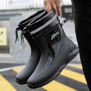 Men Rain Boots Chef Shoes Fishing Shoes Casual Waterproof Comfortable Fashion Non-slip Strong Wear-resistant Trend Large Size 44 231229