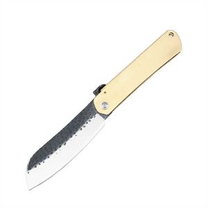 Japanska smidda blad mässingshandtag Taktisk fickkniv camping edc higonokami fällbara knivar