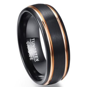 Party Ring Exquisite Rose Gold Side Men Rings Real Tungsten Carbide Wedding Bands Anillos Para Hombres Man Ring2366