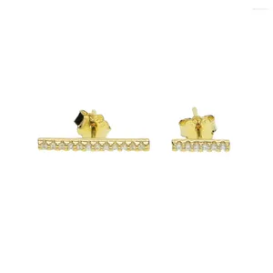 Stud Earrings Minimalist 925 Sterling Silver Bling CZ Bar For Women Simple Short Long Stick Ear Piercing Fashion Jewelry