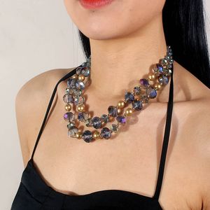 Vintage Minimalist Crystal Necklace And Earrings Multi-layer Necklace Collarbone Chain Women Jewelry Wholesale