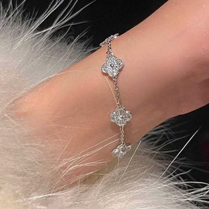 Designer Jewelry Luxury Bracelet Link Chain VCF Kaleidoscope 18k Gold Van Clover Bracelet with Sparkling Crystals and Diamonds Perfect Gift for Women Girls 72DZ