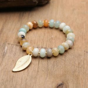 Strand Oaiite Amazon Abacus Bead Bransoletka dla mężczyzn Reiki Energy Stone Joga Meditative Leaf Wensownowate Kobiet Kobiety