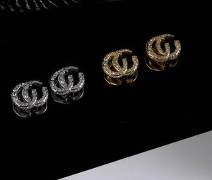 Luxury-LuxuryFashion Gold Silver Stud Earrings Aretes Orecchini för Women Party Wedding Lovers gåva smycken Engagemang med låda