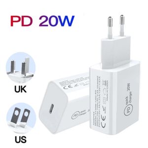 Caricabatterie Pd USB C da 20 W per telefono Caricabatterie rapido Type-C Qc 3.0 Su Samsung S10 S20 Xiaomi Ricarica rapida Adattatore da viaggio per cellulare Cellulare UK EU Plus Cavi veloci Adattatore telefonico UK