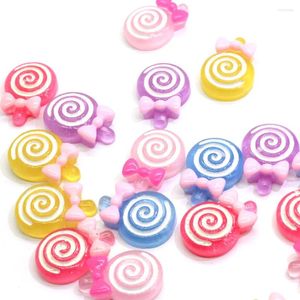 Kwiaty dekoracyjne 50/100pcs Śliczny symulowany łuk Lollipop Flat Back Back Cabochon Scrapbooking DIY Obieby