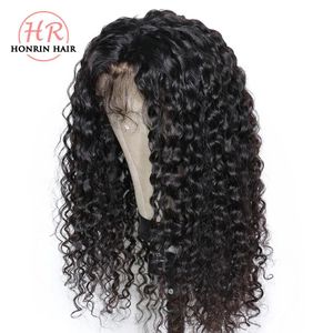 شعر مستعار HONRIN HAIR 13x6 الجزء العميق الدانتيل الجبهة الشوكة مجعد مجعد مسبقًا على شعري عميق الشعر البرازيلي البرازيلي البشري 150 ٪ كثافة