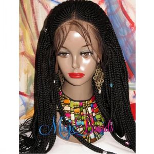 Wigs New Box Braids cornrow Wig Synthetic Braided Lace Front Wigs For Black Women with baby hair cosplay party