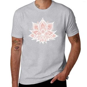 Men's T Shirts White Lotus Flower On Rose Gold T-Shirt Edition Shirt Aesthetic Clothing Mens Vintage