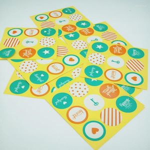 Gift Wrap 450Pcs/lot Sealing Label White Green And Orange Circular Envelope Gifts Box Paper Self Stickers Stationery Lables Three Colors