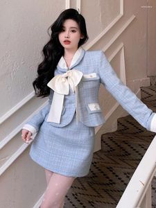 Work Dresses High Quality Autumn Winter Clothes Ladies Small Fragrance Tweed Two Piece Sets Elegant Fashion Sweet Jackets Coats Skirt Suits