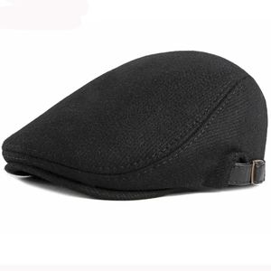 Beralar HT2888 Beralar Erkekler Yüksek Kalite Sonbahar Kış Yün Şapkalı Ivy Newsboy Düz Cap Sanatçı Ressamlı Şapka Erkek Ayarlanabilir Bere Kapağı
