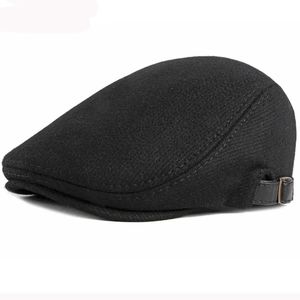 Berets HT2888 Berets Mężczyźni Wysokiej jakości jesienna zimowa wełna w paski Ivy Newsboy Flat Cap Malarz Kapelusz Mężczyzna Regulowana czapka beretowa