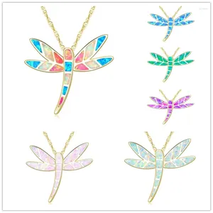 Colares de pingente de cor acrílica opala libélula para mulheres longo selvagem clavícula cadeia colar animal refinado elegante mujer presente