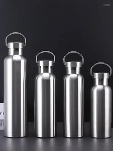 Wasserflaschen im amerikanischen Stil, großer Mund, 304 Edelstahl, tragbar, isoliert, für den Außenbereich, Radfahren, Sport, Doppelschicht