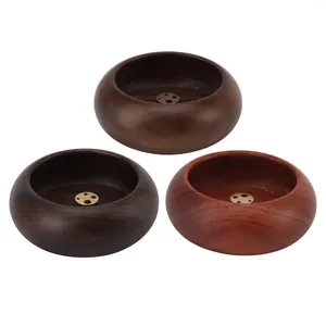 Storage Bags Incense Holder Stick Bowl Wood And Copper Decorative Multiple Holes Portable Round For Office