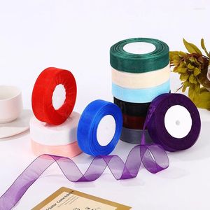 Jewelry Pouches 50Yards/Roll Red Organza Ribbon Rolls 12/15/20/25mm Ribbons For Decorating Gifts Flower Decoration Gift Packing DIY Handmade