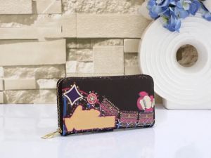 2023 buon portafoglio di design di lusso portafoglio in pelle di alta qualità moda donna / uomo borsa singola lunga con cerniera borsa lunga classica pochette vecchio fiore + lette