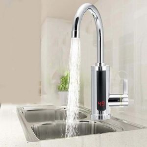 Kitchen Faucets 220V 3000W Electric Water Heater Tap Instant Faucet Cold Heating Tankless with LED