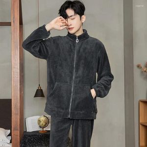 Men's Sleepwear Big Size Mens Pajamas Set Winter Thick Velvet Coral Pajama For Man Leisure Sporty Thermal Pijamas Boy Fashion