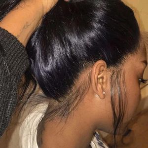 Perucas longas brasileiras retas 360 peruca frontal de renda com cabelo de bebê sem cola 180% 13x4 perucas sintéticas transparentes para mulheres negras