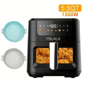 1pc 5qt 55qt fritadeira de ar digital transparente janela de cozimento led tela sensível ao toque temperatura ajustável 1500w 231229