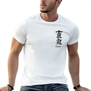 Camisetas masculinas Reiki T-shirt/vestuário com símbolo de bolso caligrafia camiseta anime roupas masculinas gráficas