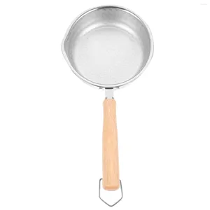 Pans Stainless Steel Frying Pan Non-stick Skillet Kitchen Steak With Wood Handle