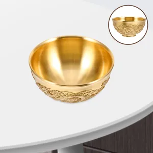 Skålar Lucky Double Dragon Bowl Brass Fortune Hem Desktop Decoration Treasure Basin Office