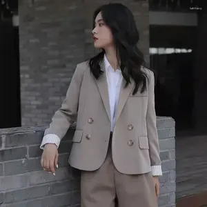Women's Suits Coats For Women Khaki Jacket Short Loose Crop Colorblock Black Outerwears Blazer Woman Clothes Youthful Bring Korean Winter