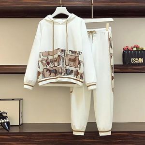 Suits Tracksuit Women Autumn 2022 Long Sleeve Hoodies And Loose Casual Elastic Waist Pants Cotton Two Piece Clothes 5XL