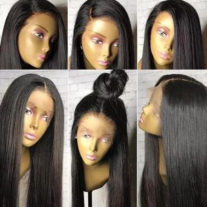 Wigs Lace Front Wig 13x6 Long Prapting Hairline 9A Grade Virgin Brazilian Hair Hair Bows Silky مستقيم كامل الدانتيل