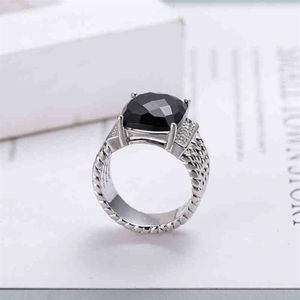 Anéis de banda 18k ouro tingido fio prismático preto anel feminino moda platinado micro diamante tendência versátil anéis style259v