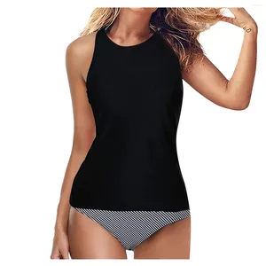 Mulheres Swimwear 2024 Sexy Backless Tankini Tummy Control Mulheres Tank Top Impressão Maiô com Shorts Dois Peça Terno de Banho