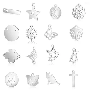 Charms 10pcs/lot Flamingos Snowflake Stainless Steel DIY Jewelry Wholesale Geometric Cross Bracelet Necklace Making Pendant