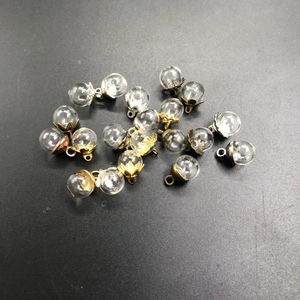 Garrafas 100pcs 8mm Mini Bola de Vidro Vazia Pingente Encantos Frascos Desejo Clear Globe Bubble Crystal Orbs W / Free Caps