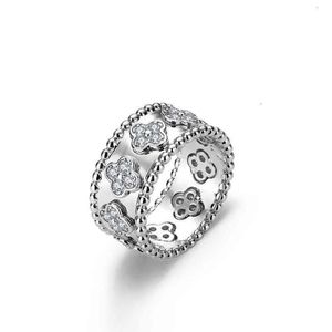 Ringe Van Clover Ring Designerringe 18K vergoldet 4/Vierblättrige Ringe Modestil Volldiamant Klassischer Designerschmuck Kaleidoskop