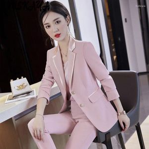 Calças femininas de duas peças terno conjunto temperamento moda high-end trabalho formal profissional para mulheres no outono