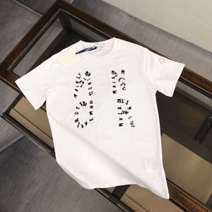 Fashion casual men's Monclair summer loose masked wash cotton casual printed round neck T-shirt a pair of short sleeves