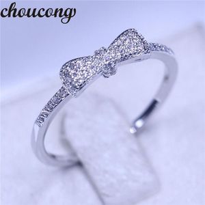 choucong Bow Style Damenring Pave-Set Diamant 925 Sterling Silber, Verlobung, Hochzeit, Bandring für Damen und Herren, Liebesschmuck, 233 g