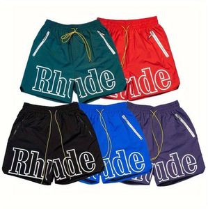 Designer Men's Shorts RH Limited Rhude Shorts Summer Swim Short Kne Length Hip Hop Hop High Sports Training Beach Pants Mens Womens Elastic Midje 415ESS