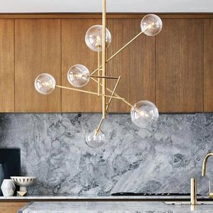 Lâmpadas pendentes Europa moderna criativa estilo conciso vidro luz bolhas estudo sala de estar restaurante café decoração lâmpada ming