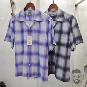 Мужские повседневные рубашки Y2k CHECK SHIRT WACKO MARIA в гавайском стиле с коротким рукавом в клетку