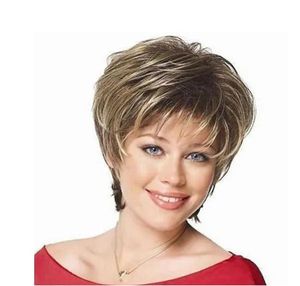 Wigs new fashion Short Straight Hair Women's brown mixed blonde color wigs