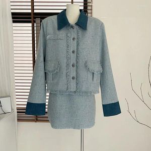 Arbeitskleider Quaste Tweed Rock Set für Frauen Herbst Kleiner Duft Stil 2 Stück Anzug Ankunft Jacke Tops Miniröcke Outwear Chic