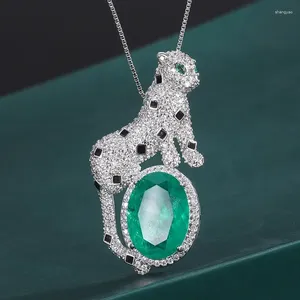 ペンダントネックレスsrjewellry銅メッキヨーロッパとアメリカの模倣エメラルドマネーヒョウネックレスメインストーン13 18