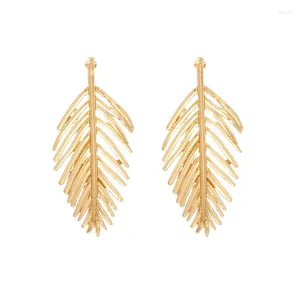 Brincos pendurados jóias femininas 2024 acessórios de tendência atacado longo prata ouro cor liga metal folha palmeira pendurado para senhoras