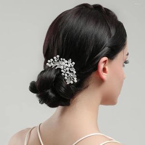 Hair Clips Bridal Accessories Pearl Rhinestone Leaves Comb Wedding Headdress Alloy Exquisite Gift Princess Crown