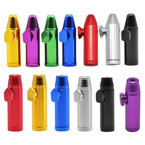 Bullet Rocket Shaped Snuff Snorter Sniff Dispenser Smoking Pipes Aluminium Metal Nasal Endable For Tobacco Cigarette Hand Pipe