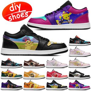 Anpassade skor aj1s lågklippt anpassat mönster Cartoon Sailor Moon Lovers Diy skor basketskor män kvinnor skor utomhus sneaker sport svart vit stor storlek eur35-49